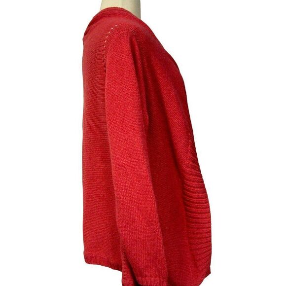 Soft Surroundings Open Fly Away Cardigan Sweater Sz L Ribbed Hi Cut Front - Picture 3 of 5